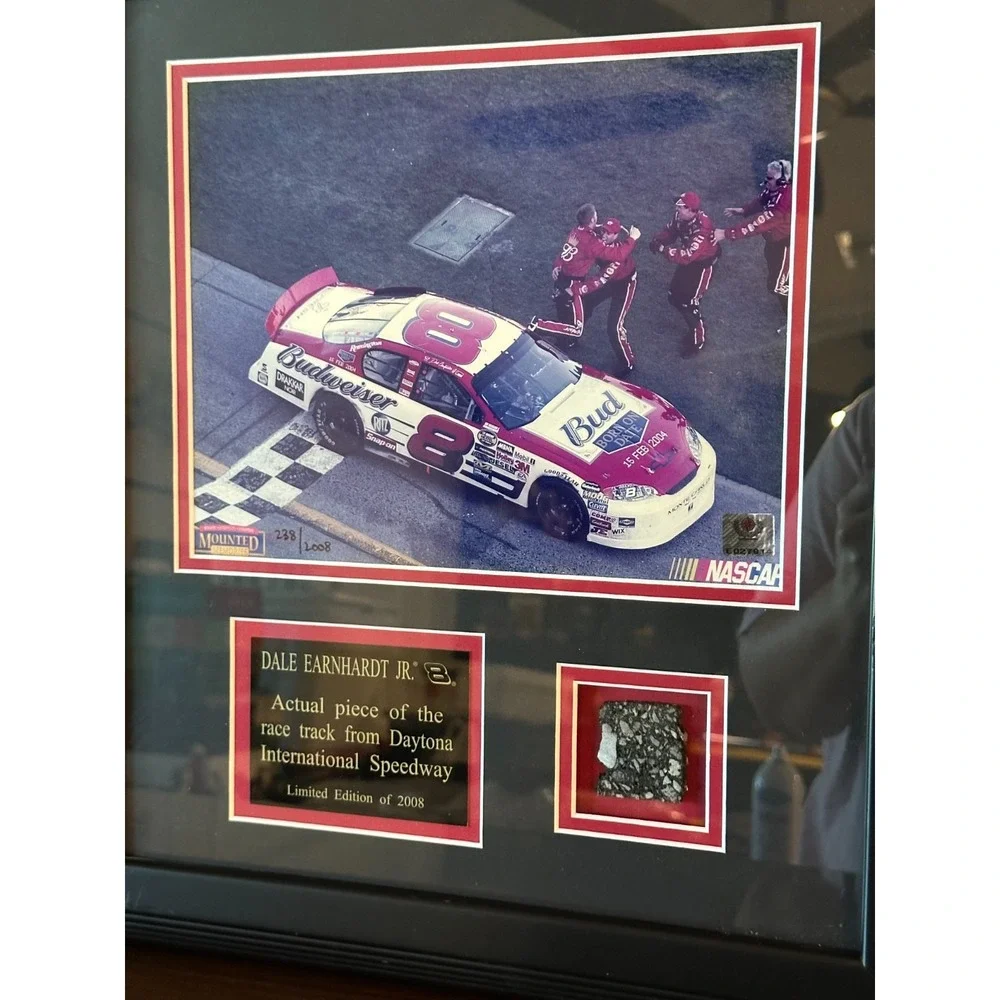 2004 Dale Earnhardt Jr Framed Photo w/‎ Piece of Race Used Track Ltd 2008 17x15